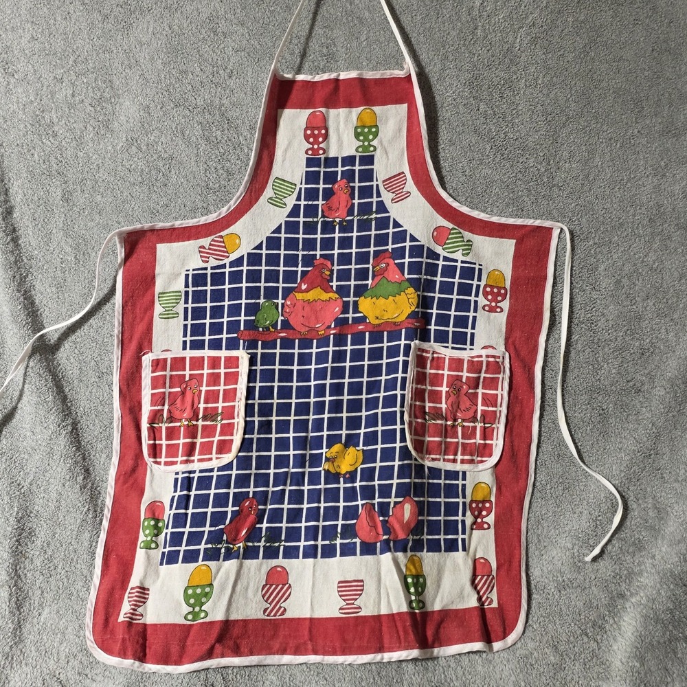 Vintage Kitchen Apron Chickens Eggs Country Core